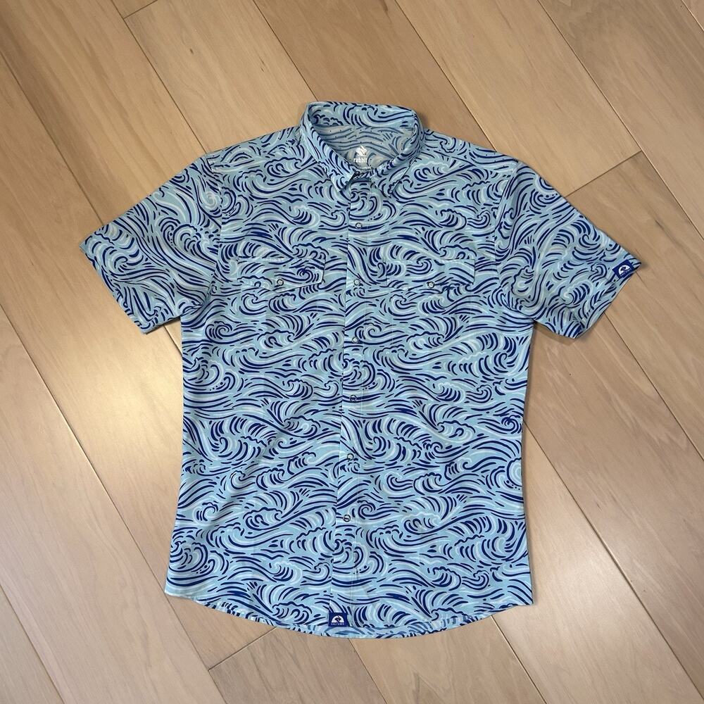 Rabbit Low Tide Snap Top Short Sleeve In Waves Women’s Small